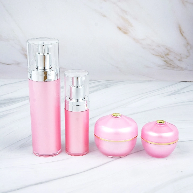 Acrylic Cream Jar Luxury Plastic Lotion Pump Bottle Skin Care Bottle Cosmetic Packaging Set