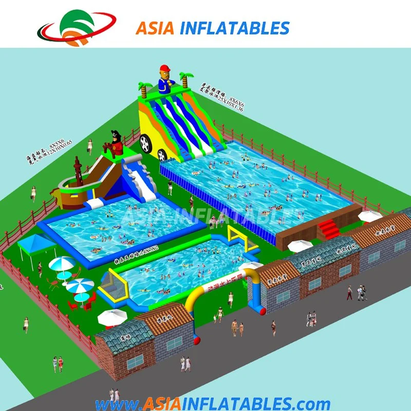 New Design Inflatable Water Playground Amusement Park with Water Slide Pool