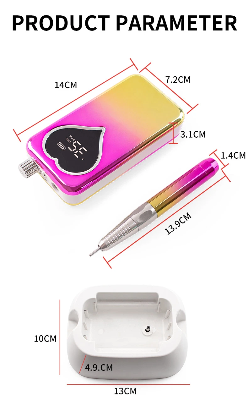 85W Nail Drill 35000rpm Akku-LCD-Display Poliergerät Sander Maschine für Maniküre
