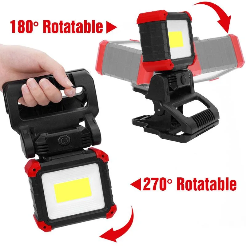 750lm Ultrabright COB Camping Portable Clamp Work Light for Phone Charging