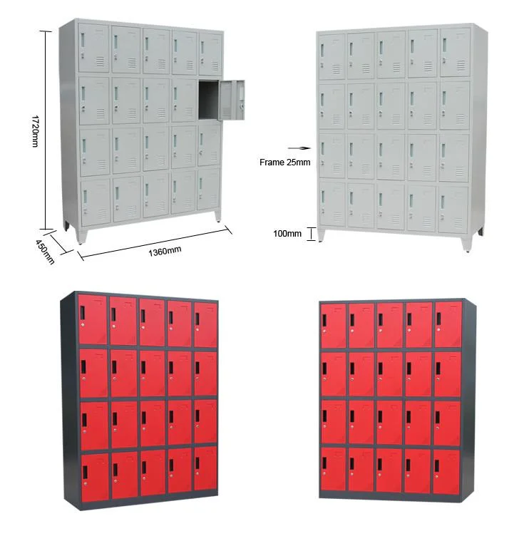 20 Doors Light Gray Steel School Gym Office Wardrobe Locker Cabinet