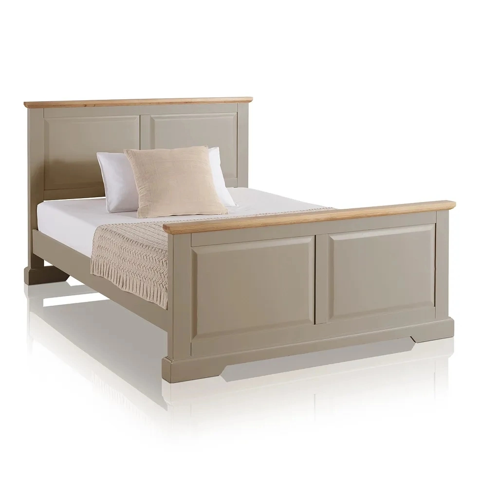 Natural Solid Oak & Grey Painting Single Sized King Double Sized Bedroom Bed