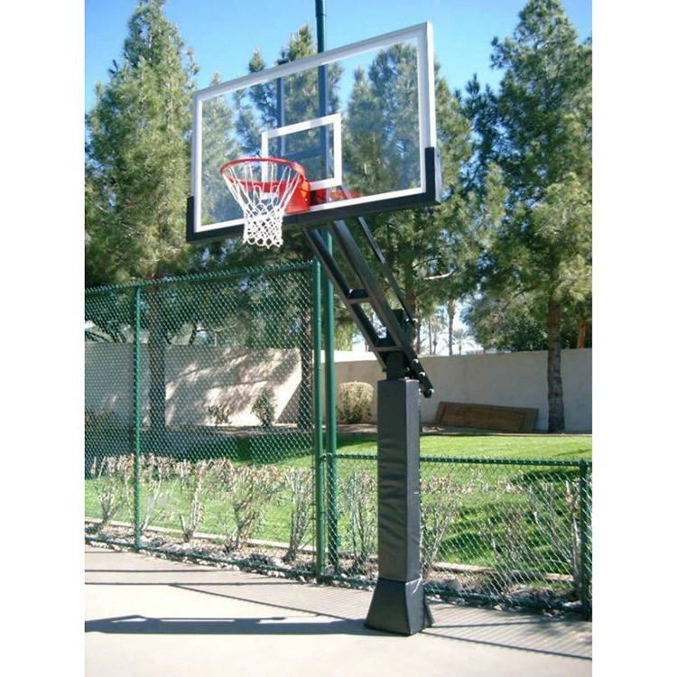 Height Adjustable Inground Basketball Stand with Tempered Glass/Backboard/Backboard/Floor/Court/System