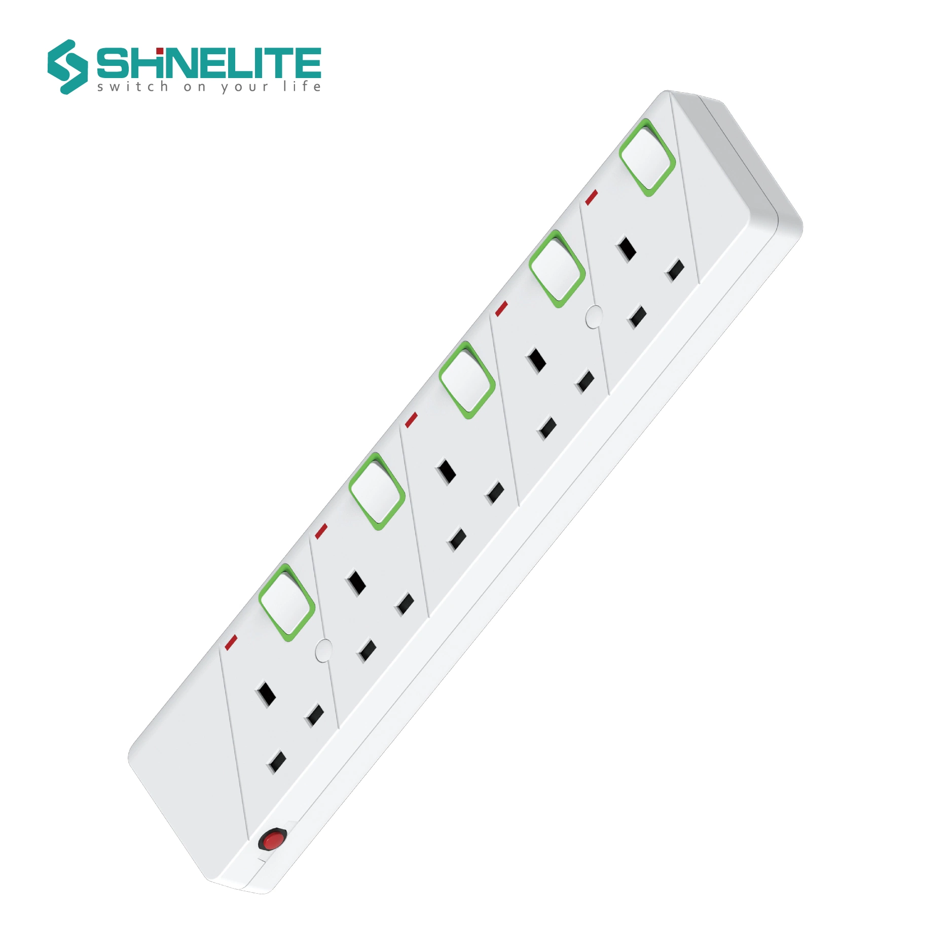 Shinelite 5 vías de cables de extensión del Reino Unido toma con 3m cable