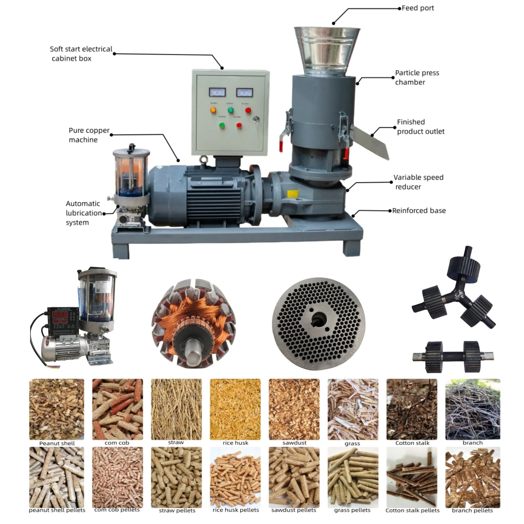 Chile Francia 500-800 Kg de pellet biomasa de paja de madera de la máquina La máquina de pellets de aserrín de madera de la línea Pelletiter