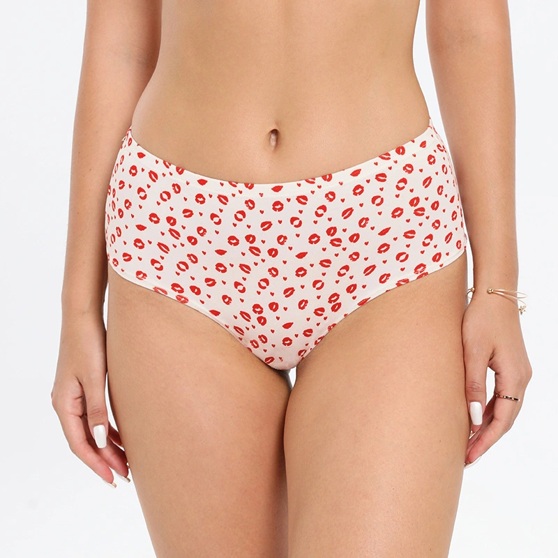 Printed Plus Size Low Waist Soft Cotton Seamless Thongs Comfortable Women Panties