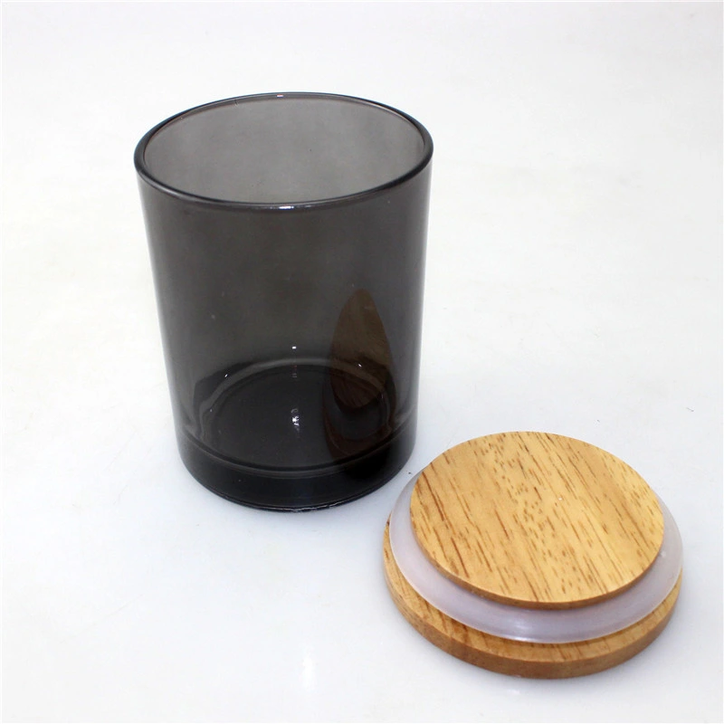 Hot Sale Customized 8oz Transluence Glass Candle Jars with Wood Lid