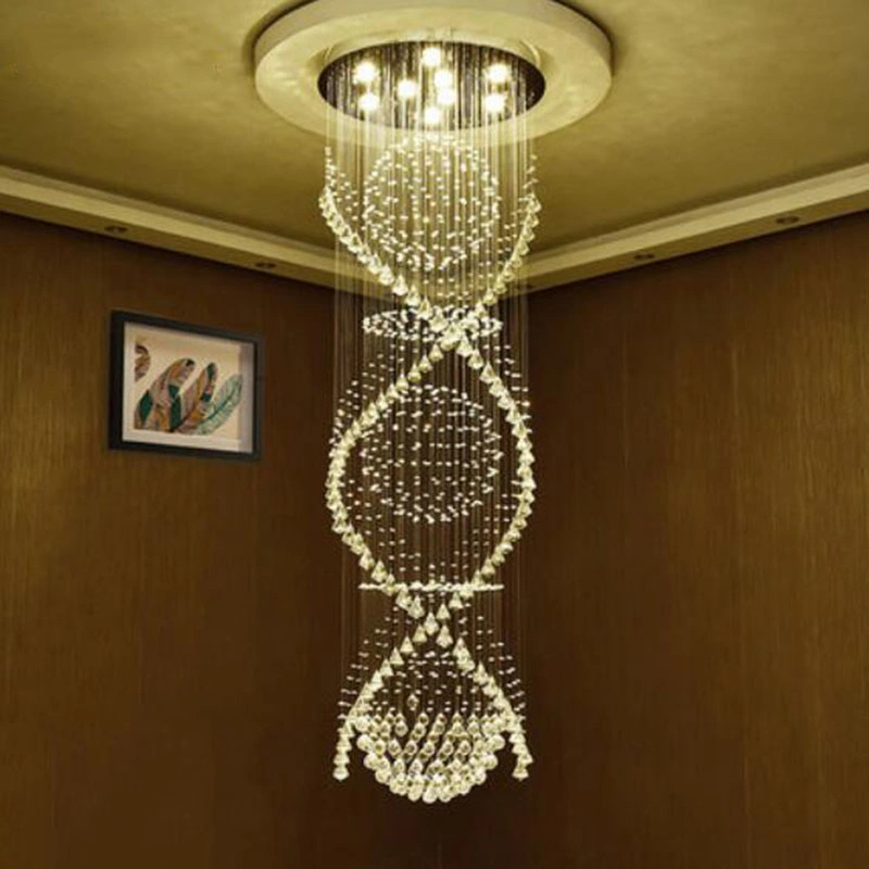 Moderna espiral doble cristal Chandelier enorme Pendent luz (WH-NC-40)