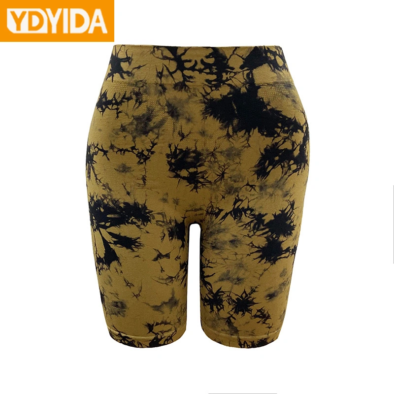 Damas Tie Dye Yoga Shorts Deporte de gran elasticidad Pantalones cortos