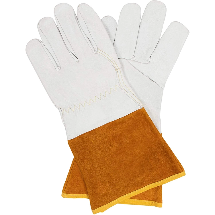 Length Cowhide Split Leather Goatskin MIG TIG Welder Welding Gloves with BBQ