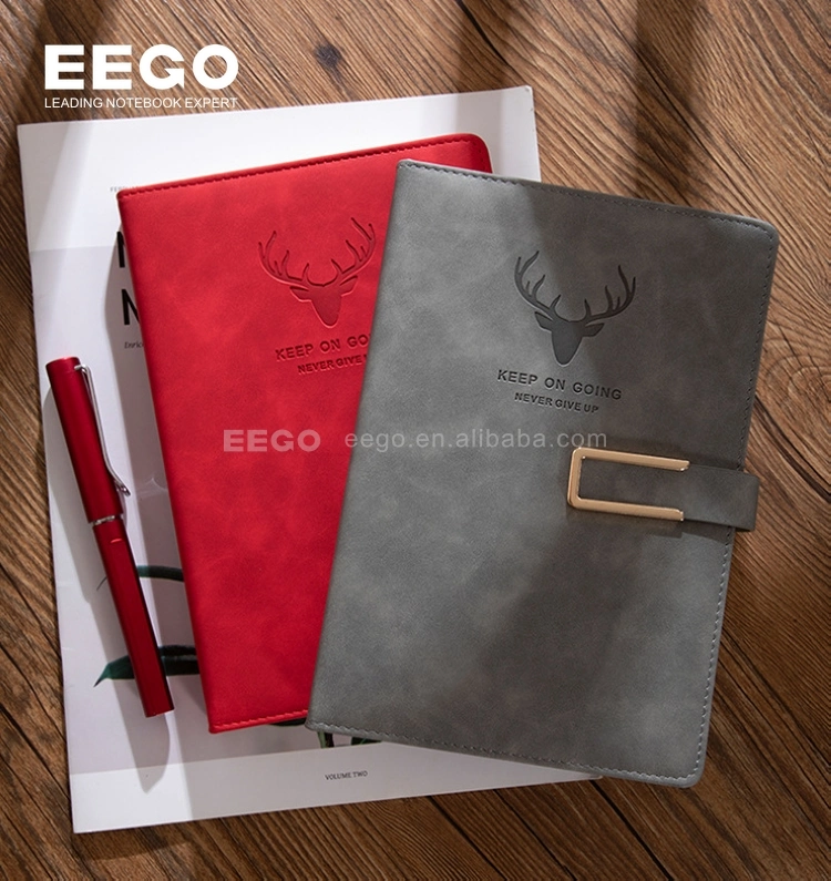 Bas MOQ Custom Design A5 cahier Journal Classic Corporate Journal Carnet de notes pu avec fermeture magnétique