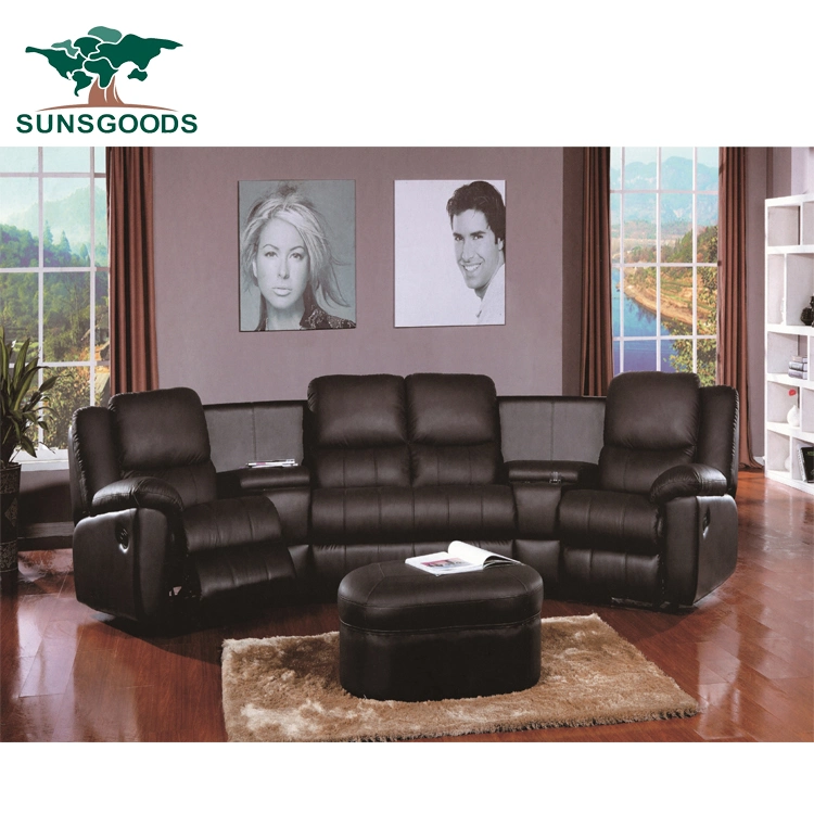 Italy Half Top Grain Leather Modern Luxury Living Room Sofa Set