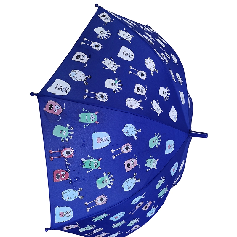 Magic Sublimation Custom New Design Kid Cartoon Automatic Animal Head Water Color Change Straight Child Umbrella