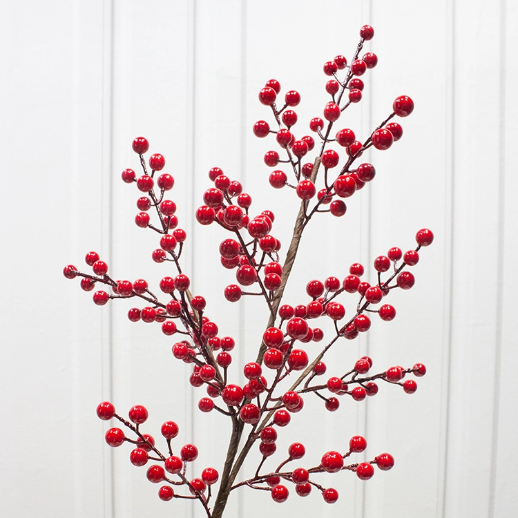 Evergreen pièce maîtresse de fruits rouges Arrangement en matière plastique à tige unique Holly Arrangement de fruits