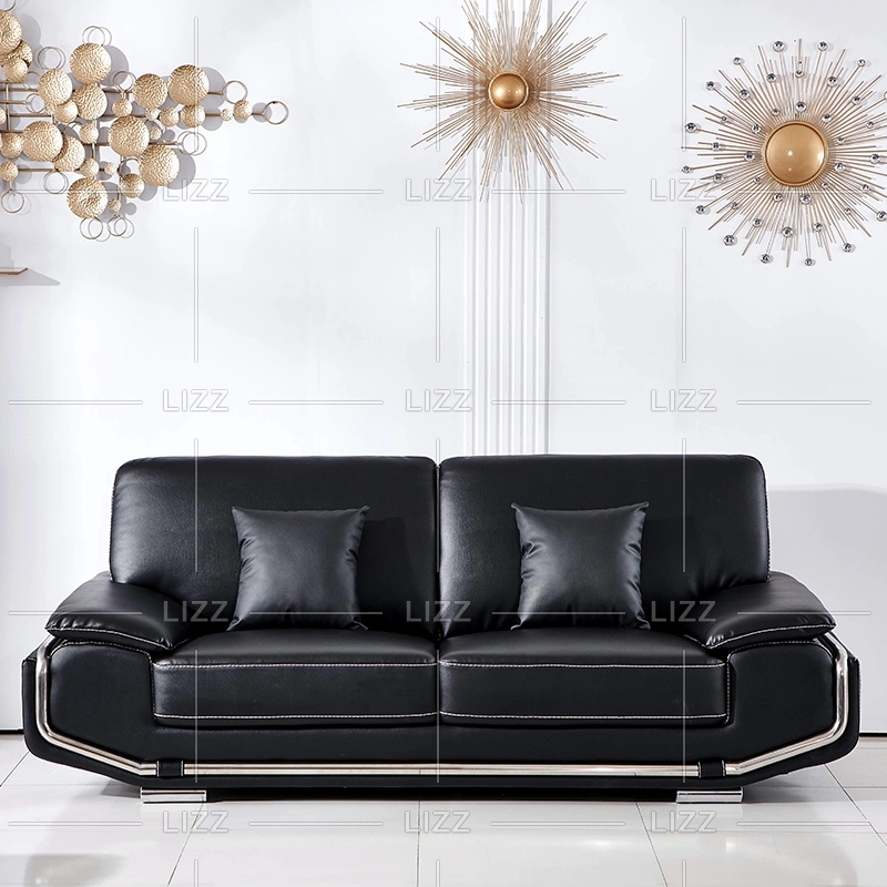 Südafrika Heißer Verkauf Nordic Modern Miami Wohnmöbel Leder Sofa-Set mit Armlehnen aus Metall