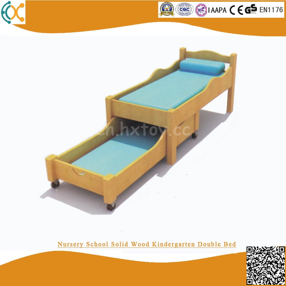 Preschool Wood Furniture Children Wooden Double Bed