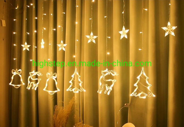 Le rideau de lumière LED de Noël, Bell/Deer/Forme d'arbre
