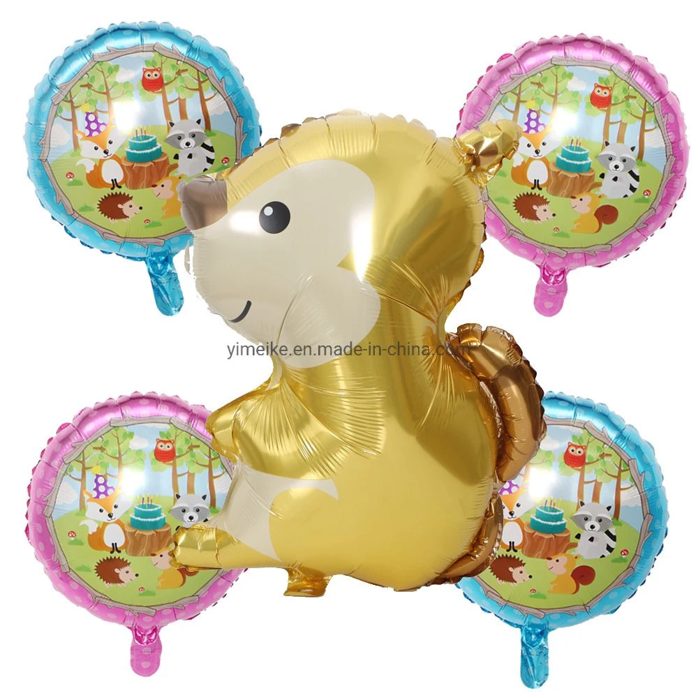 5 Balls Jungle Animal Fox Hedgehog Squirrel Balloon Set Baby Birthday Decoration