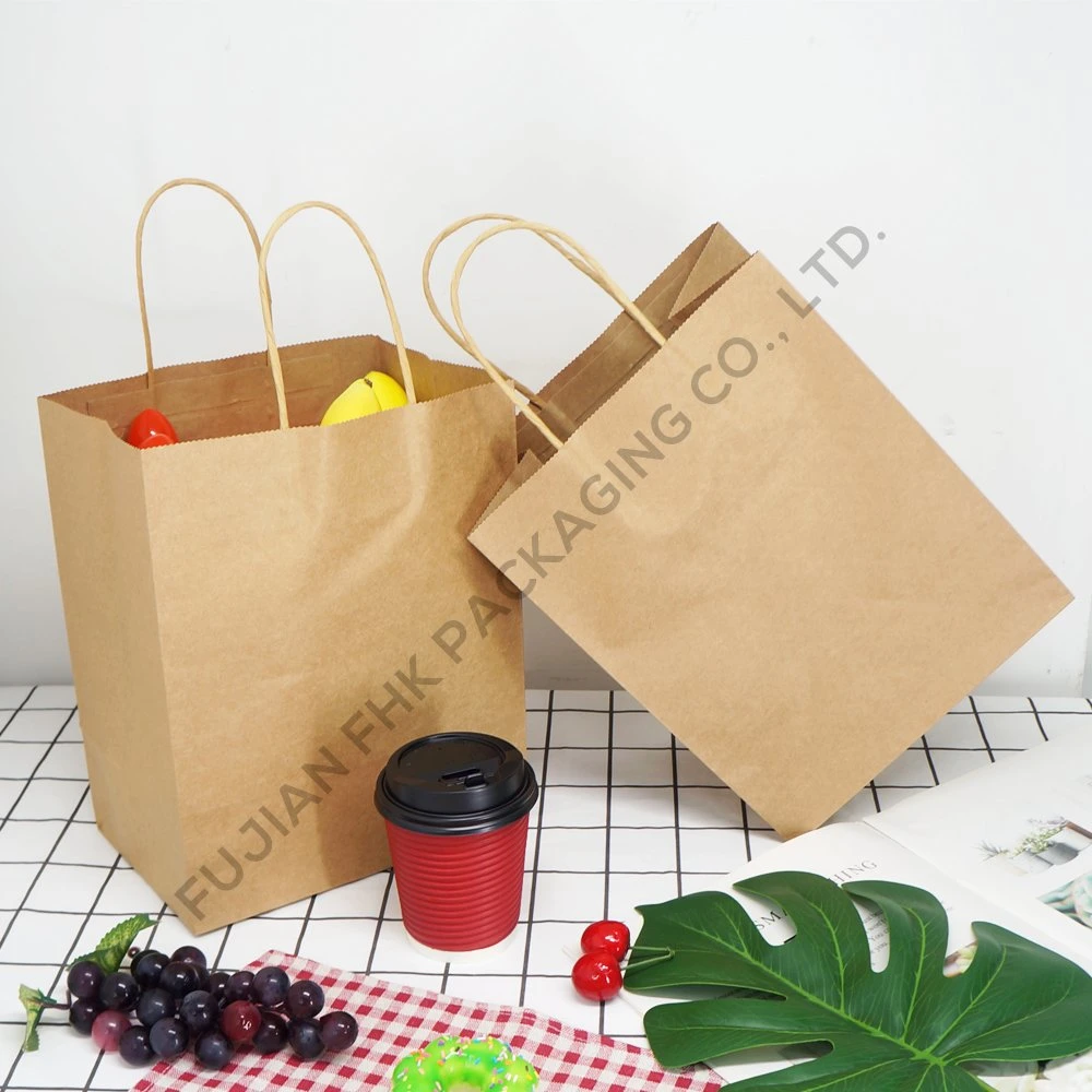 FDA/UE Eco-friendly papel llevar Compras Bolsa Kraft