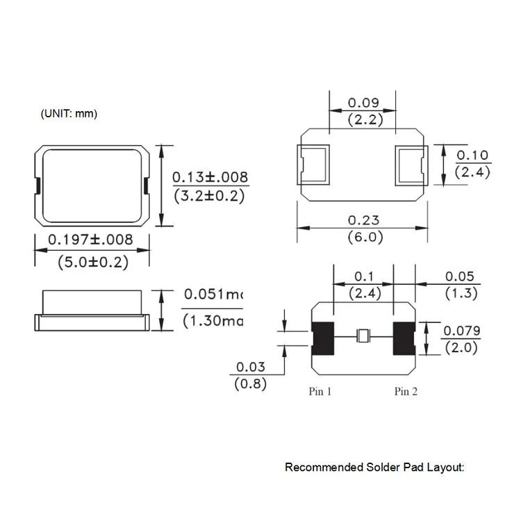 SMD5032 Surface Mount 8.192 - 40MHz 20PF 10ppm Xtal at Cut Fundamental Ceramic Seam Weld Quartz Oscillator Crystal Resonator Electronic Component