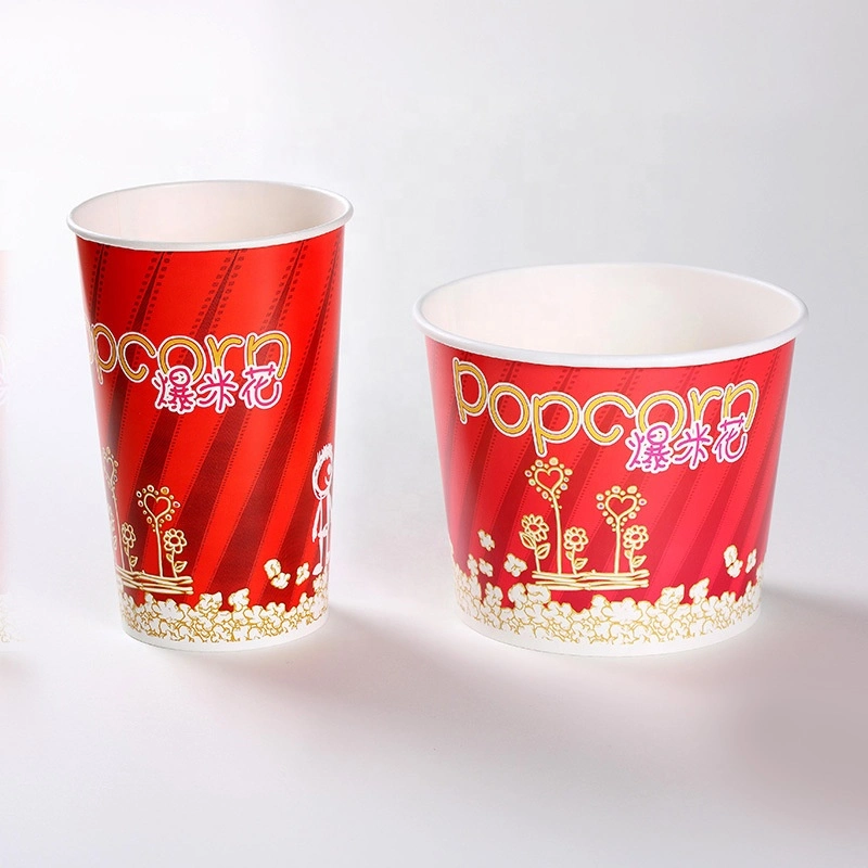 Custom Printed Eco Friendly Paper Popcorn Family Bucket Bowl Cup