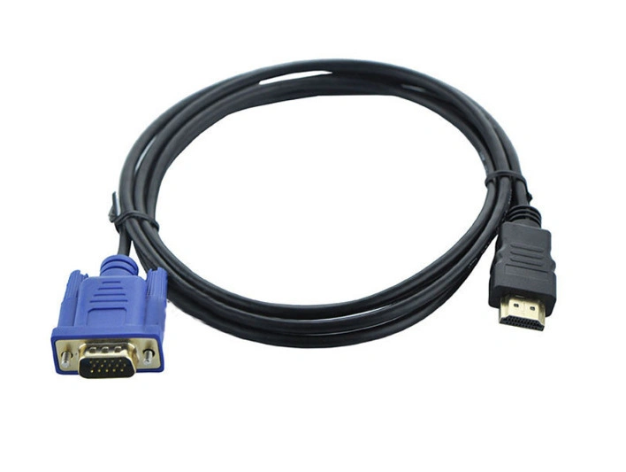 Black Wire Blue Head 1.8m HDMI to VGA HD Cable Wiring Harness HDMI and VGA Plugs Are All Gold-Plated Plugs