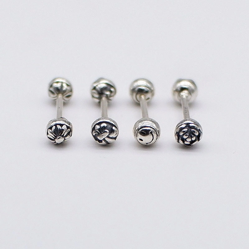 Retro S925 Silver Ball Piercing Jewelry