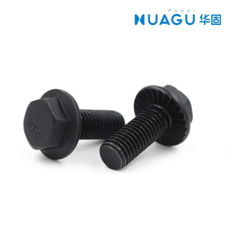 M6 Black Hex Flange Serrated Bolts Class 8.8 High Tensile DIN 6921