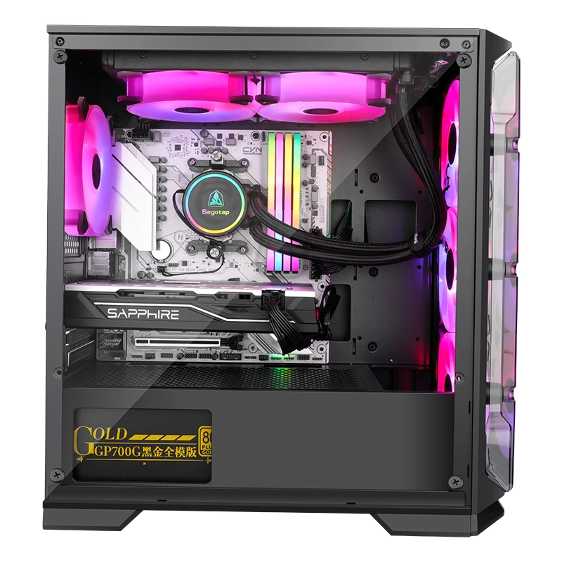 Matx Micro Gaming PC Case with 240/280mm Front Water Cooling Fans, Acrylic Side&Front panel, USB 3.0 I/O Port, Magnet Dust Filter, 0.6mmspcc, Desktop Case