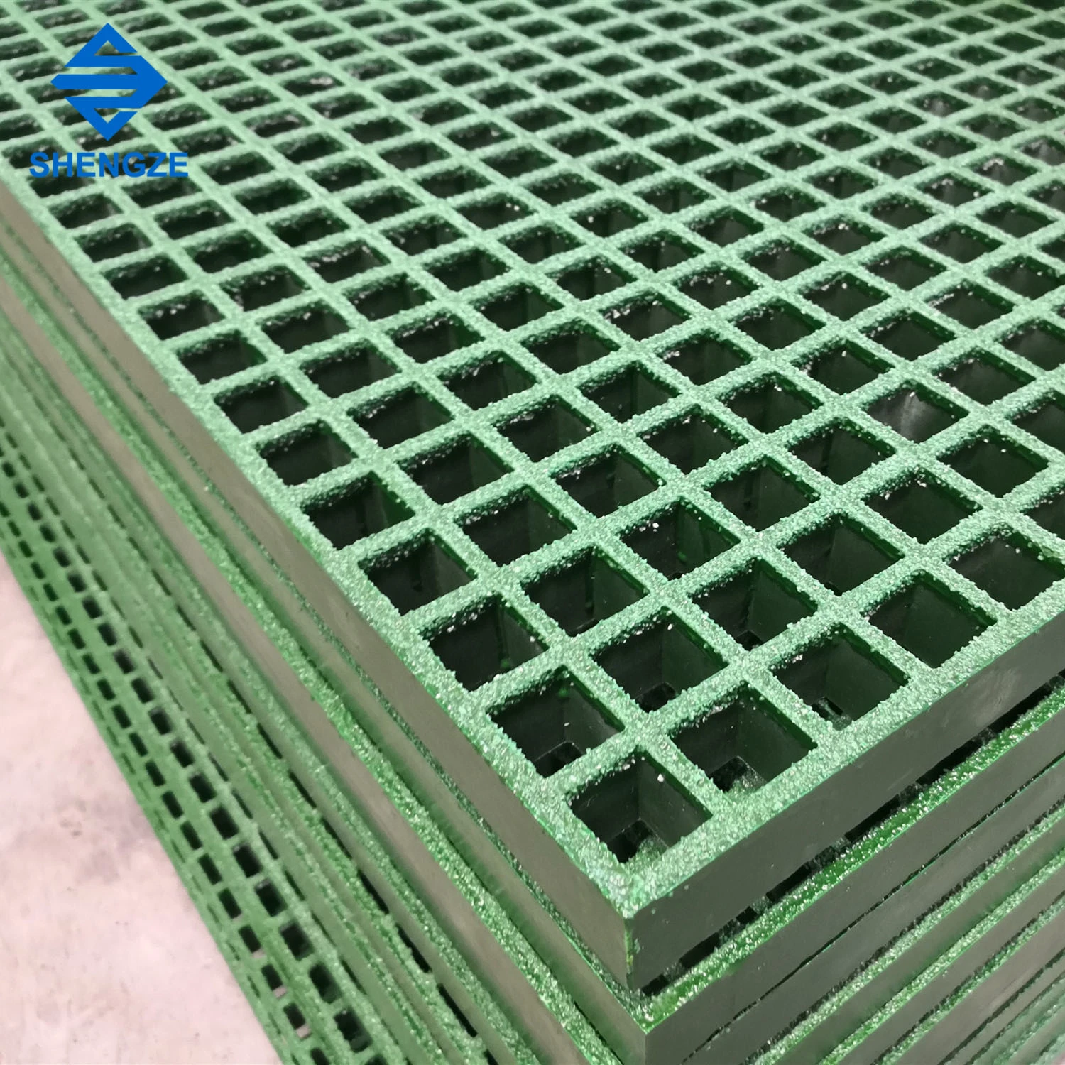 Mesh 38*38mm FRP GRP Fiberglass Plastic Molded Antiskid Heavy Duty Load Grating Sheet for Ditch Cover/Equipment Platform