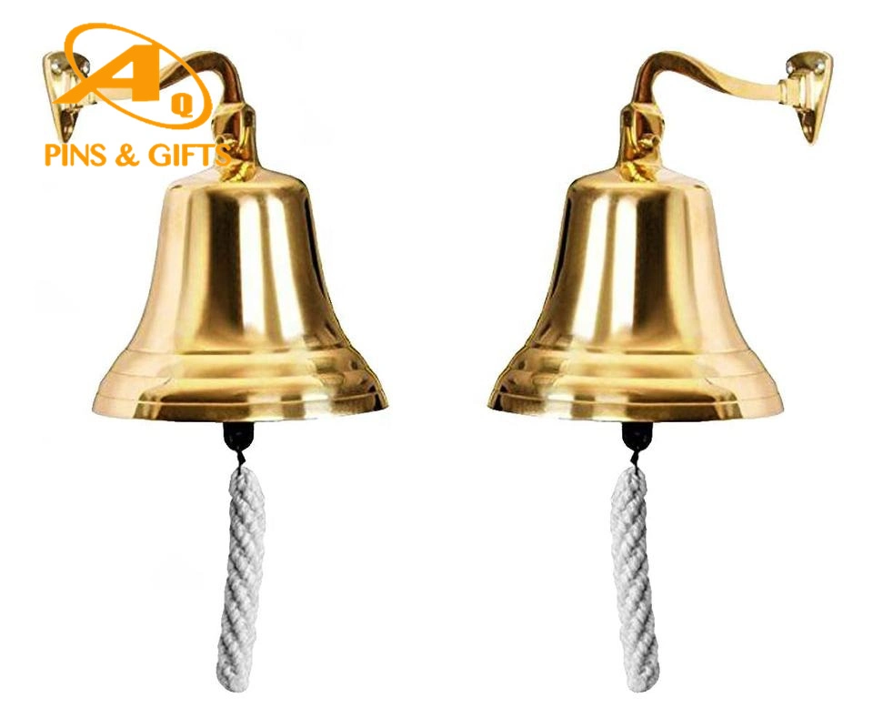 6'' Premium Brass Nautical Bell with Knitted Pulling Rope Perfect Nautical Other Home Decor Luxury for Your Walls and Corners