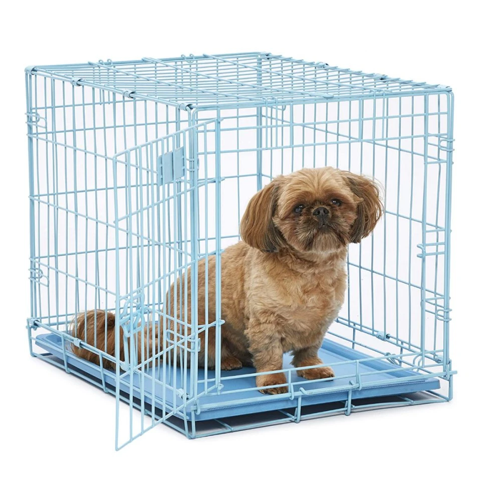 Premium Blue 24 Inch Single Door Dog Cage Folding Houses