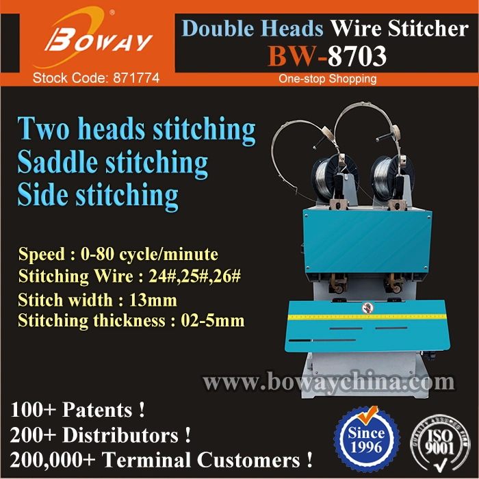 Electronic Double Heads Flat Side Saddle Corner Stitch Brochure Wire Binding Machine