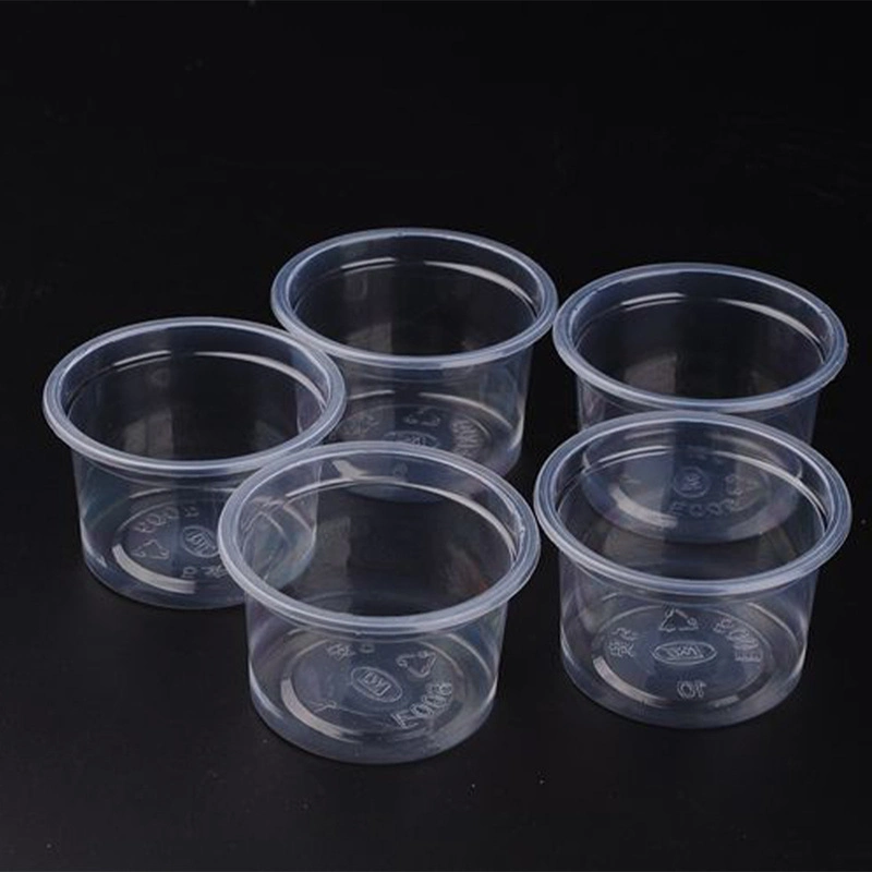 0.75/1/1.5/2/2.5/3.25/4/5.5oz jetables Chutney de ronde en plastique transparent contenant des aliments de CUPS Boîte de rangement avec couvercles