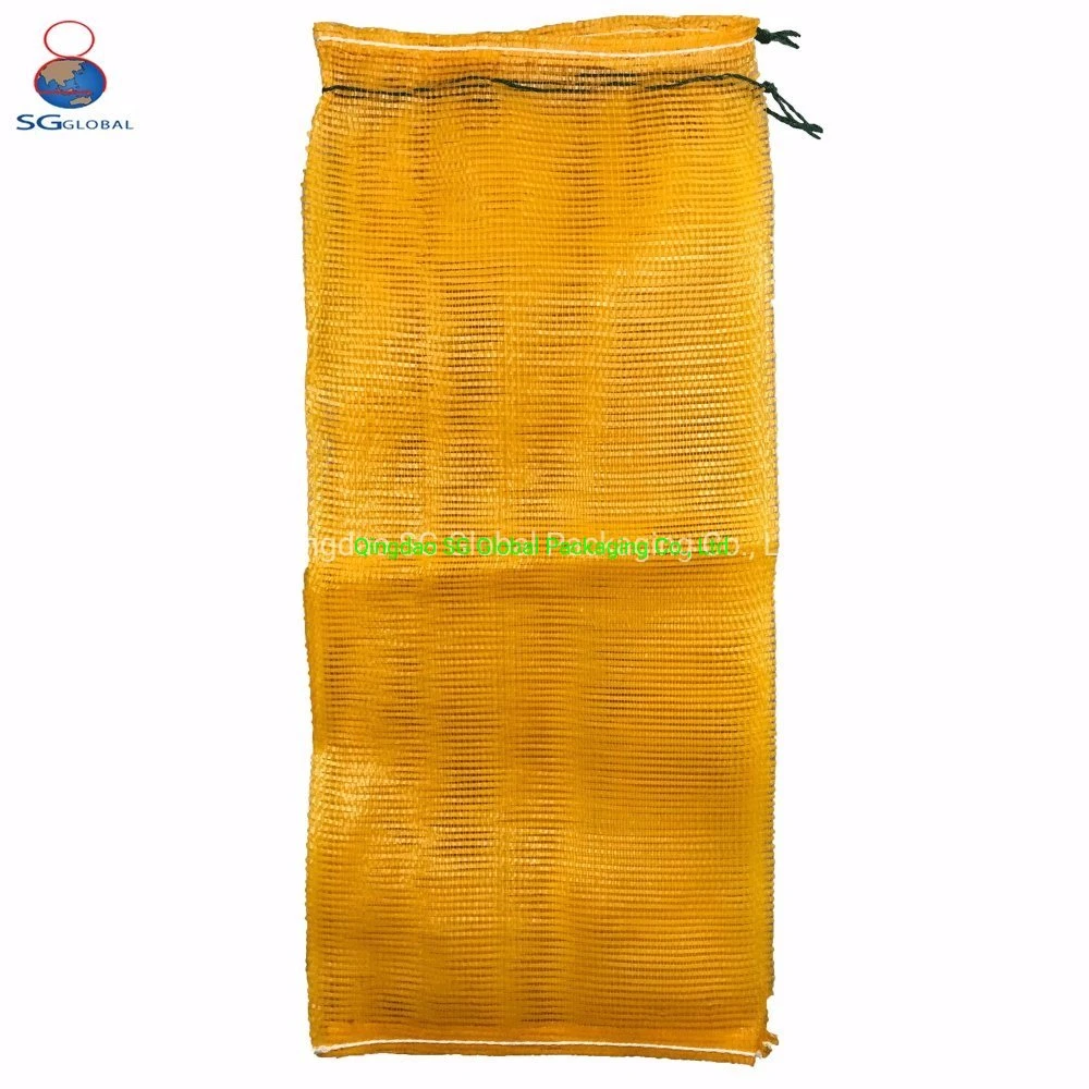 Grs SGS Factory Wholesale/Supplier Empty Plastic Drawstring Packing 25kg 50kg Firewood Vegetable Onion Potato Cabbage Fruit Orange PP Tubular Woven Leno Net Mesh Bag