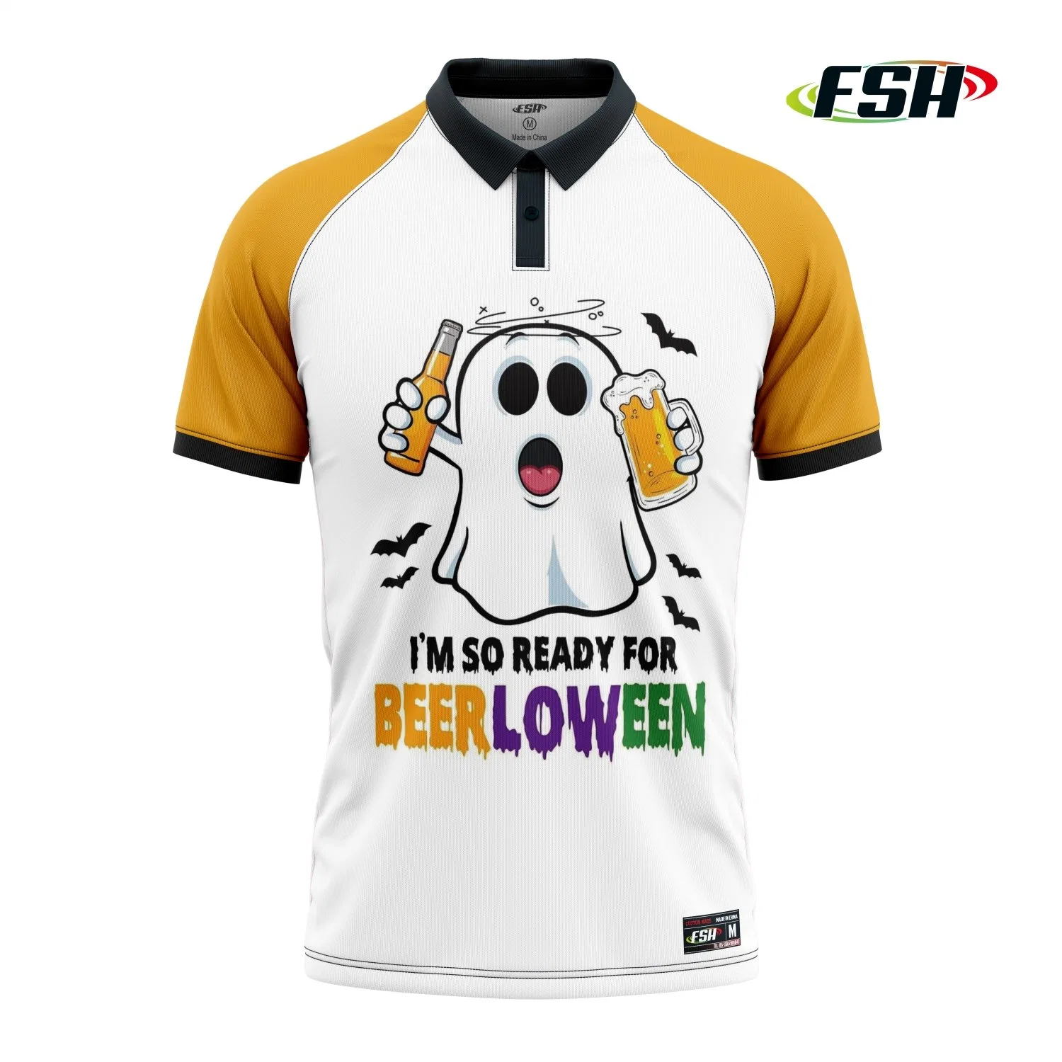 New Design Embroidered Print Halloween Breathable High quality/High cost performance  Short Sleeve Polo Shirt