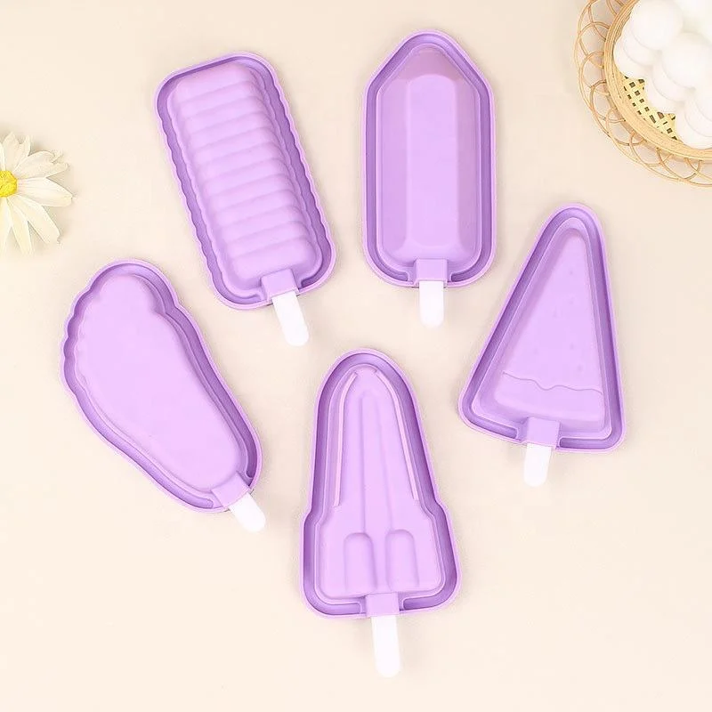 Wholesale/Supplier Price Food Grade DIY Easy-Release Kitchen Popsicle Tools Silicone Ice Tray Mould Silicone Ice Cream Mold with Cover