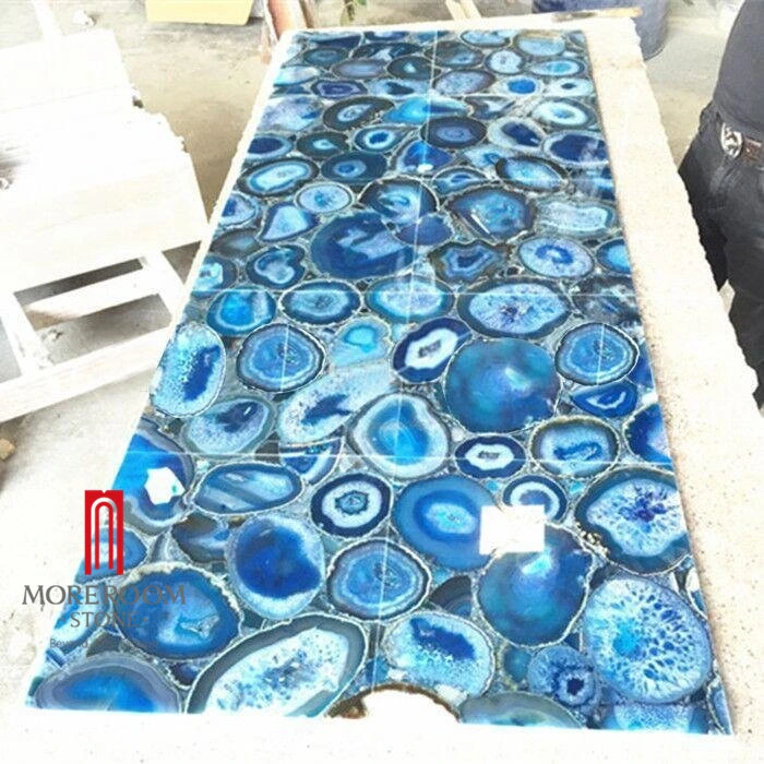 Blue Marble Onyx caractéristique d'Agate parois translucides de prix de la dalle