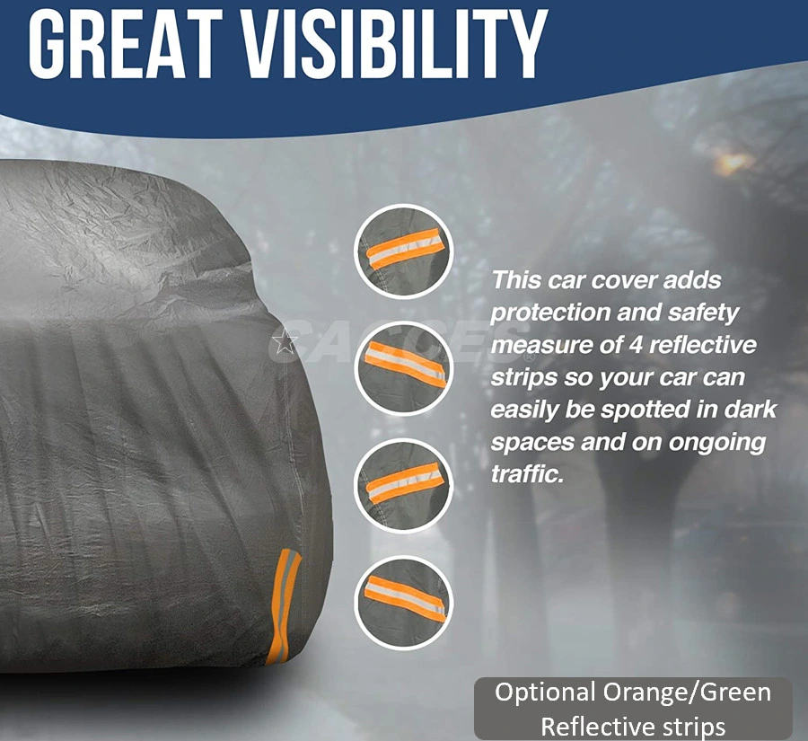 6-Layer Car Cover Waterproof All Weather, Outdoor Car Covers for Automobiles W/Zipper Door, Hail UV Snow Wind Protection, Universal Full Car Cover for Sedan SUV