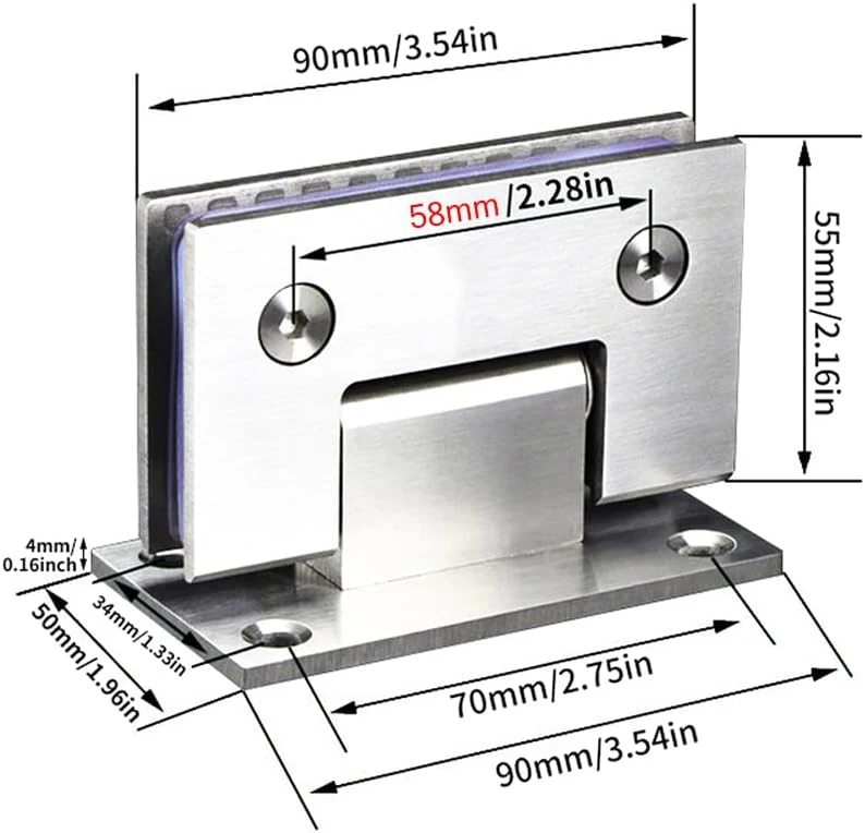 Cuarto de baño Ducha vidrio Puerta bisagras Armario Cupboard hardware abrazadera Bisagra