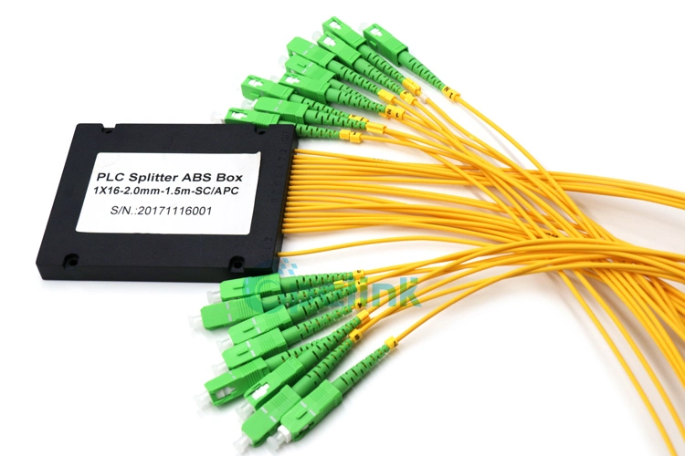 1X16 PLC Optical Splitter, 2.0mm Sc/APC, ABS Box Package