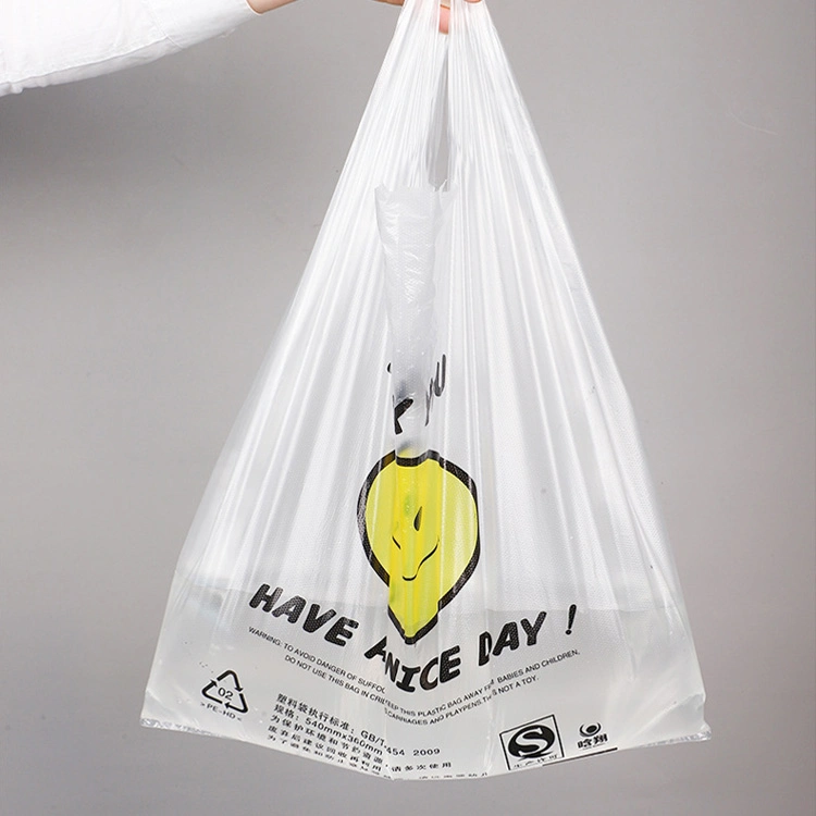 High quality/High cost performance  Corlor Poly Thank You PE Food Bag with Handle