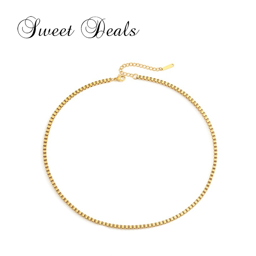 Necklace 2mm/3mm Box Chain Necklace Gold Plated Necklace Clavicle Chain Accessories