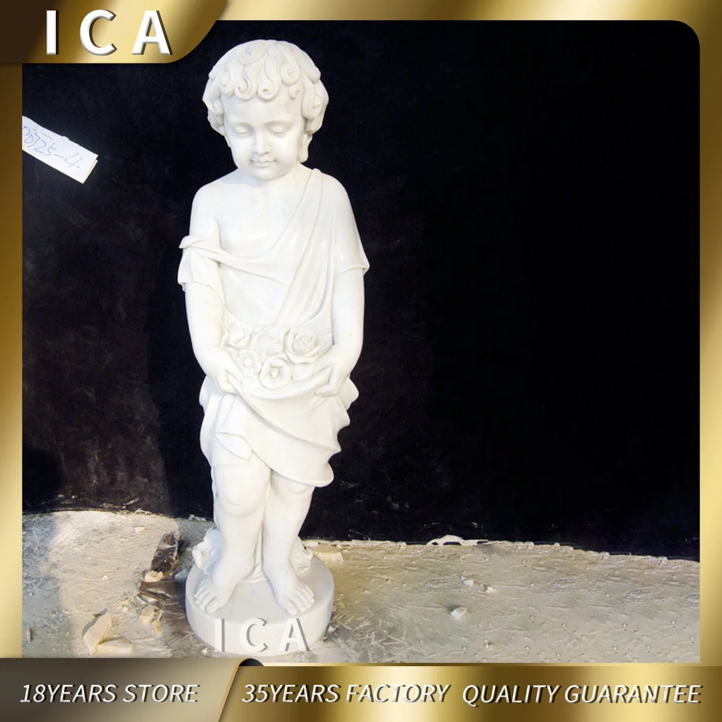 Customized Hand Carved Child White Stone Baby Statue for Sale