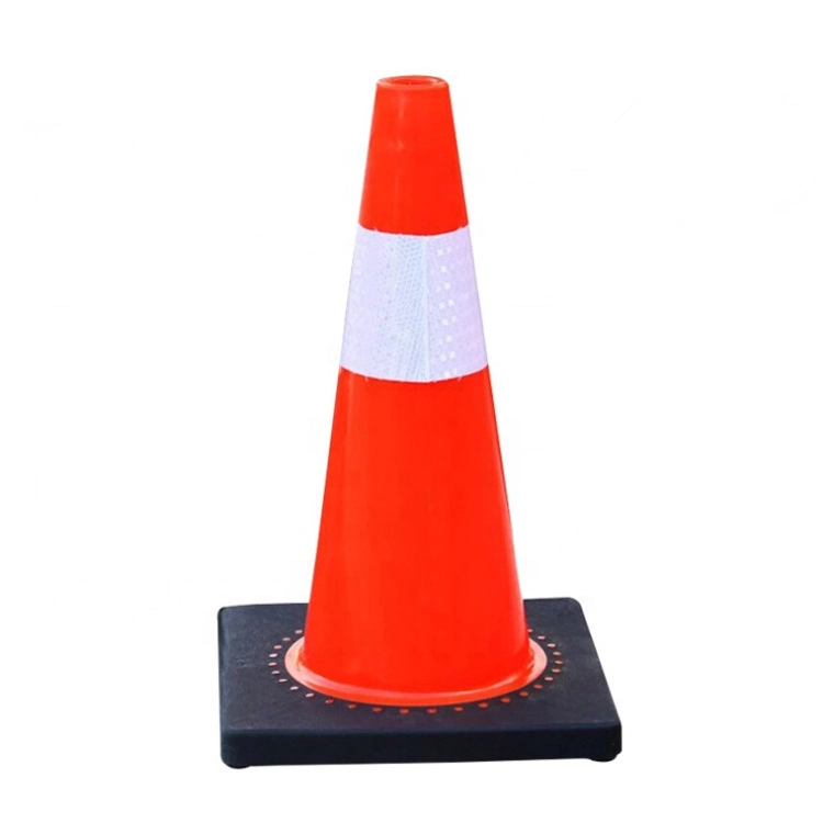 28 Inch Traffic Safety Reflective Orange PVC Plastic Warning Cone with Rubber Base