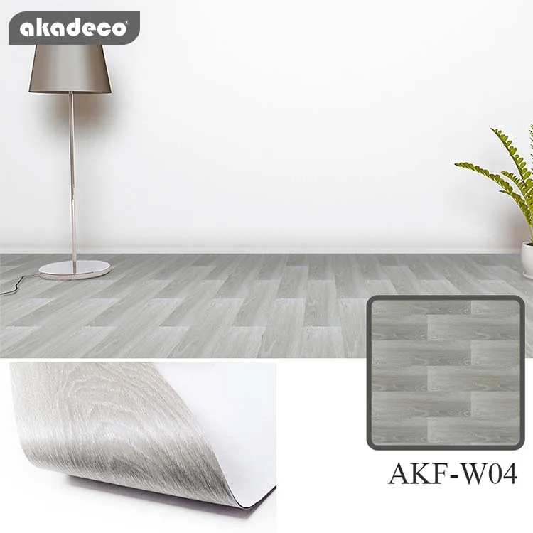 Akadeco European Style Simple Light Color Wood Grain Environmental Protection Anti Falling Anti Collision Self Adhesive Simple PVC Flooring Sticker