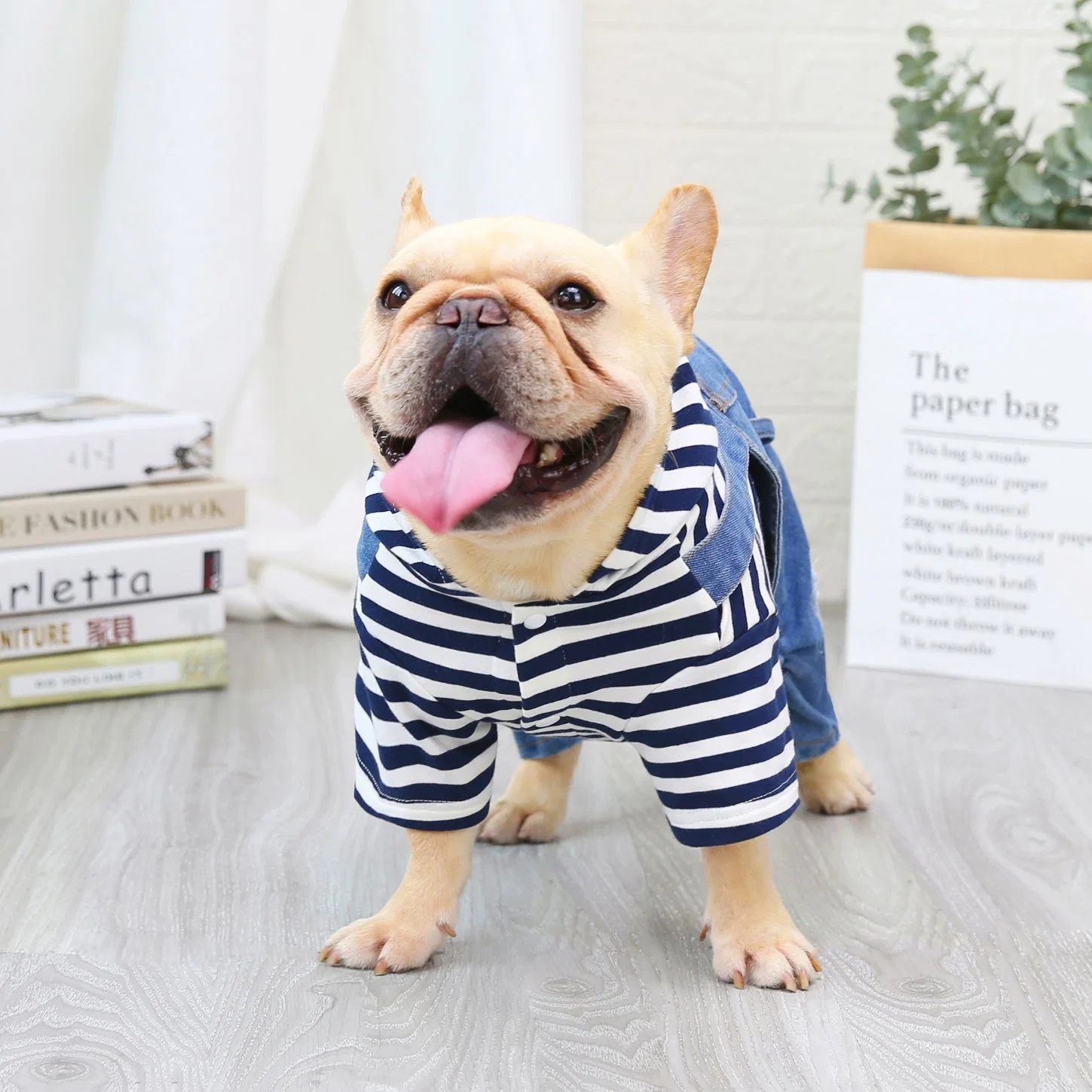 Comfortable Stripe Dog Clothes Demin Pet Apparel Dog Jumpsuit