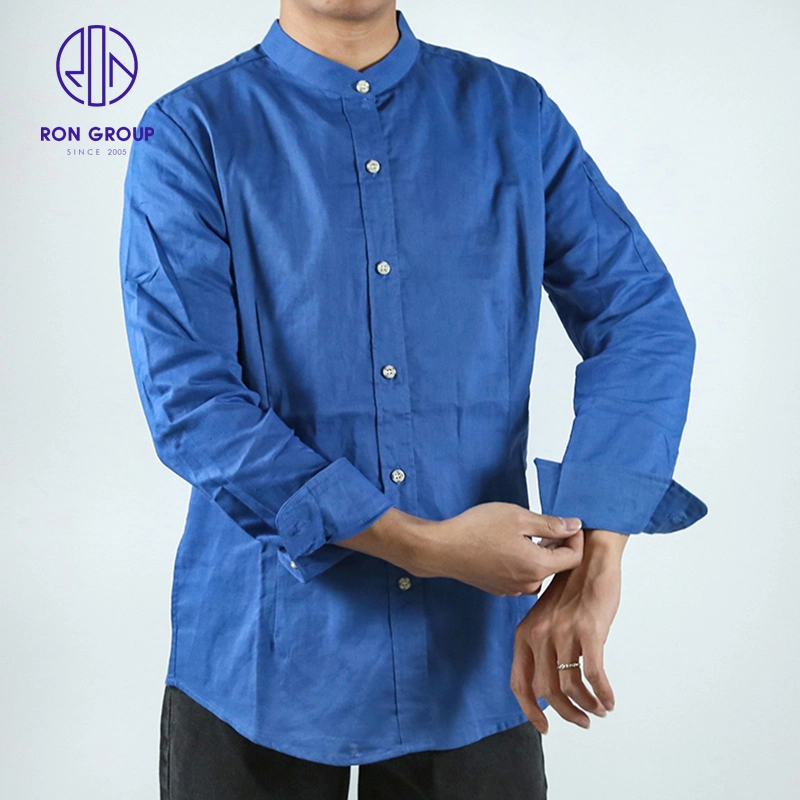 Popular Work Blue Shirt Long Sleeve Cotton Workwear Uniform Suit for Hotel Restaurant Waiter Waitress