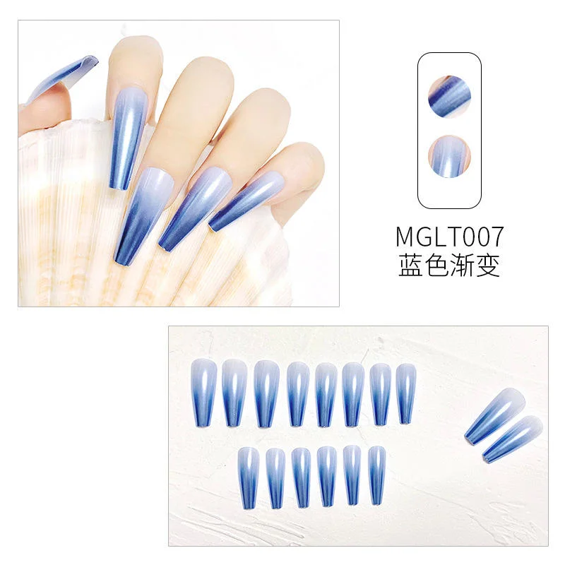 New Custom Design Luxury Personality Long Coffin Oval Finger Nails Full Cover Artificial Art Press on Acrylic Nails Tips