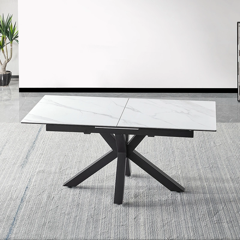 Best Selling of Dining Table Top with 12mm Rectangle Ceramic Black Base Metal Frame Table Legs